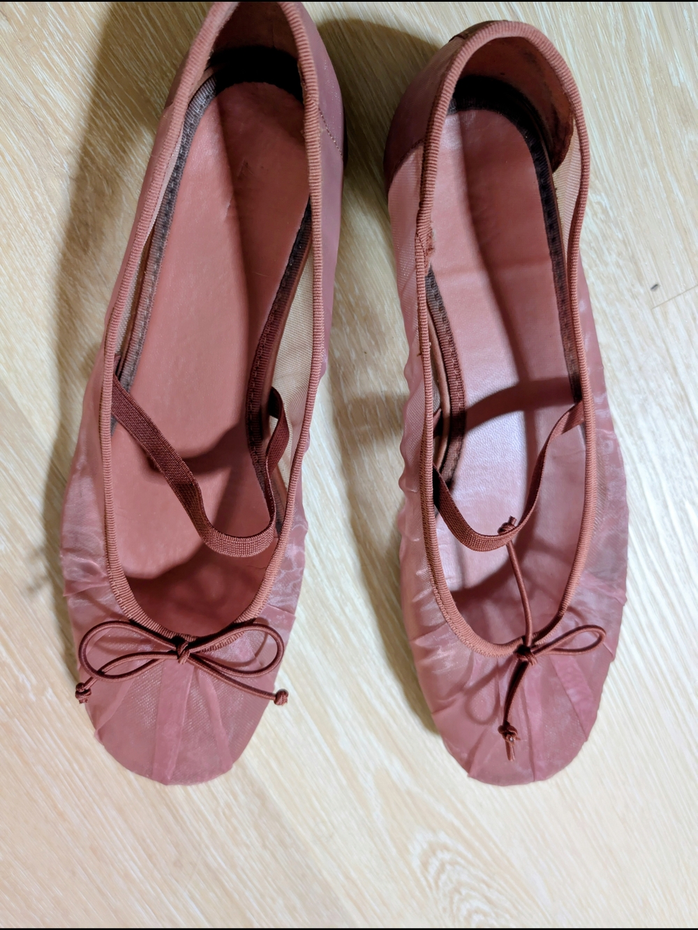 Zara Pink Mesh Ballet Flats Bow Elastic Strap Shoes Size 8.5 Pleated Ballerina - Picture 2 of 5
